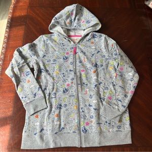 NWT Cat and Jack Heather Gray Hooded Sweatshirt with Rainbows and Dinosaurs